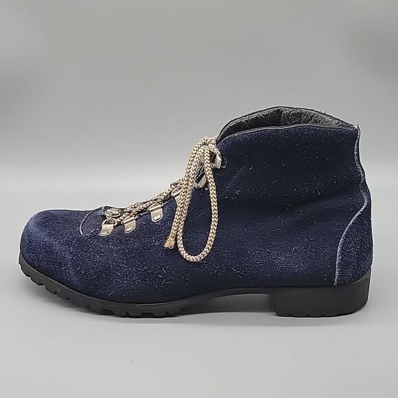 Vintage Vasque/Voyageur Blue Suede Leather Vibram Sole Hiking Boots 80s - Picture 6 of 12